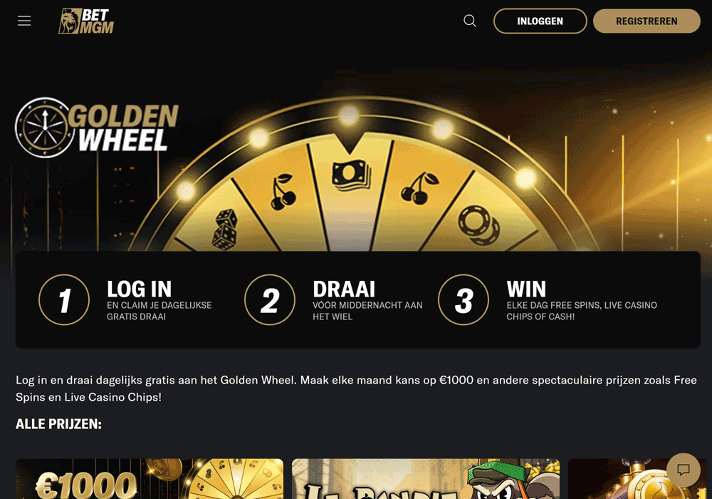 Golden Wheel: dagelijks draaien voor cash, spins of chips