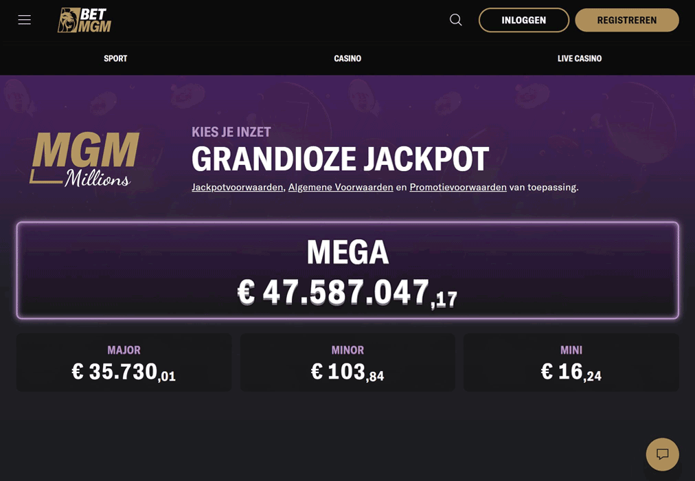 MGM Millions: vier progressieve jackpots bij BetMGM