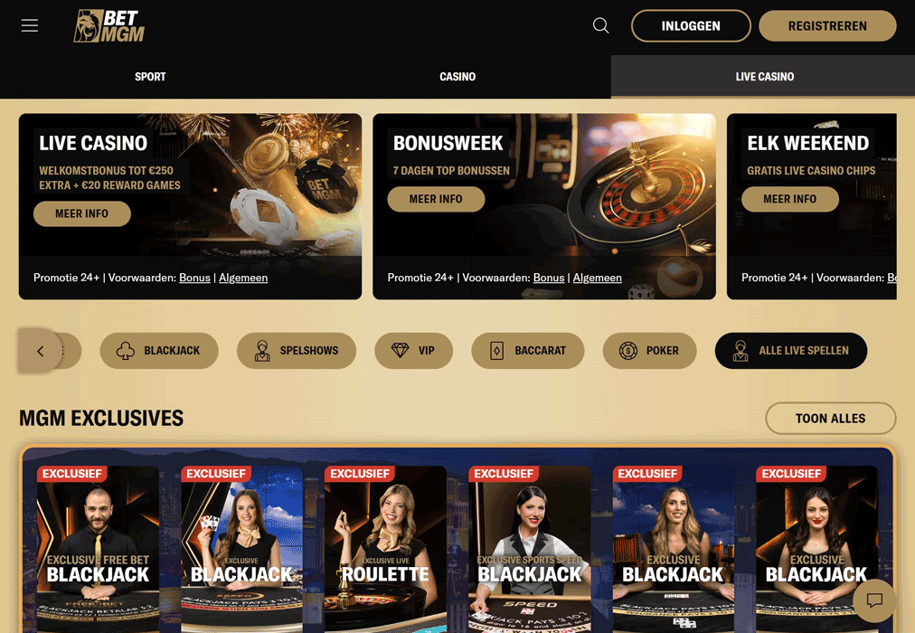 Het live casino van BetMGM is een van de sterkste onderdelen