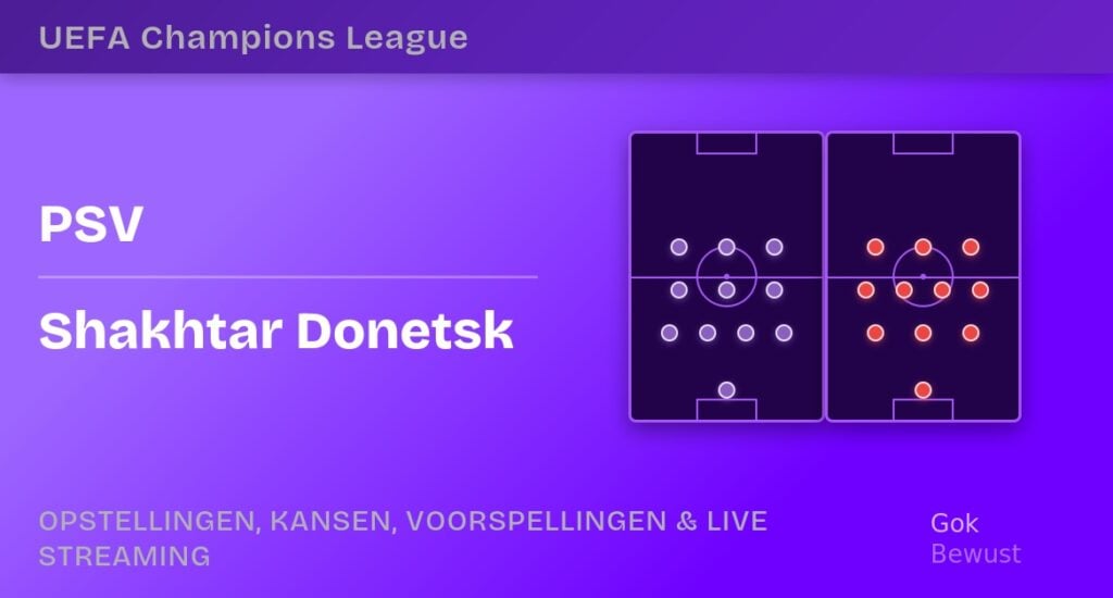 psv shakhtar donetsk statistieken opstellingen