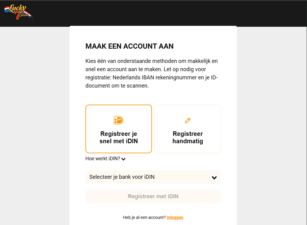 Registreren bij Lucky7Casino