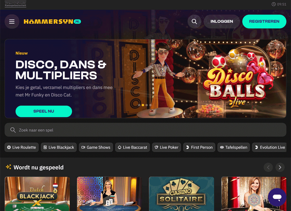 Het live casino van Hommerson