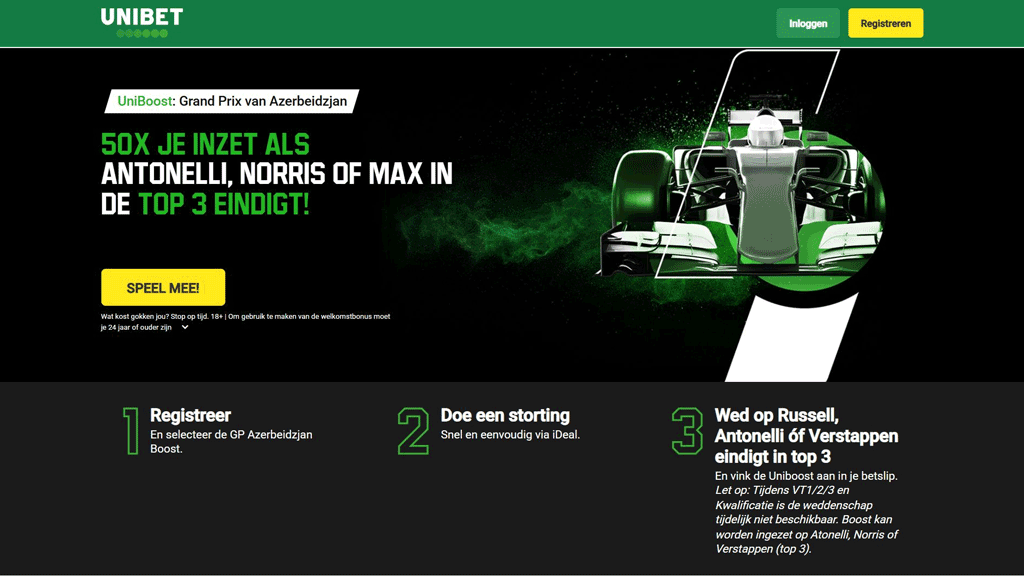 Win jij 50 keer jouw inzet tijdens de GP van Azerbeidzjan?