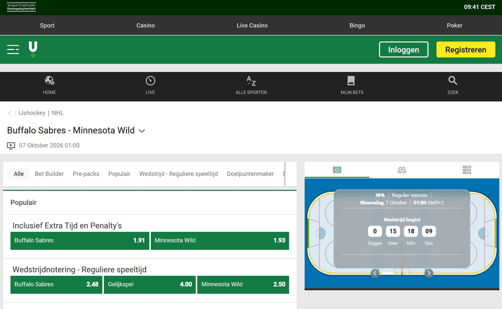 Gratis NHL live stream kijken via Unibet