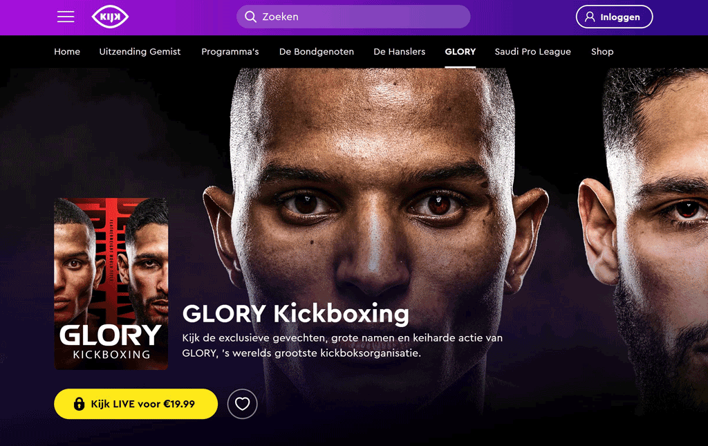 Waar kun je Glory 110 kijken?