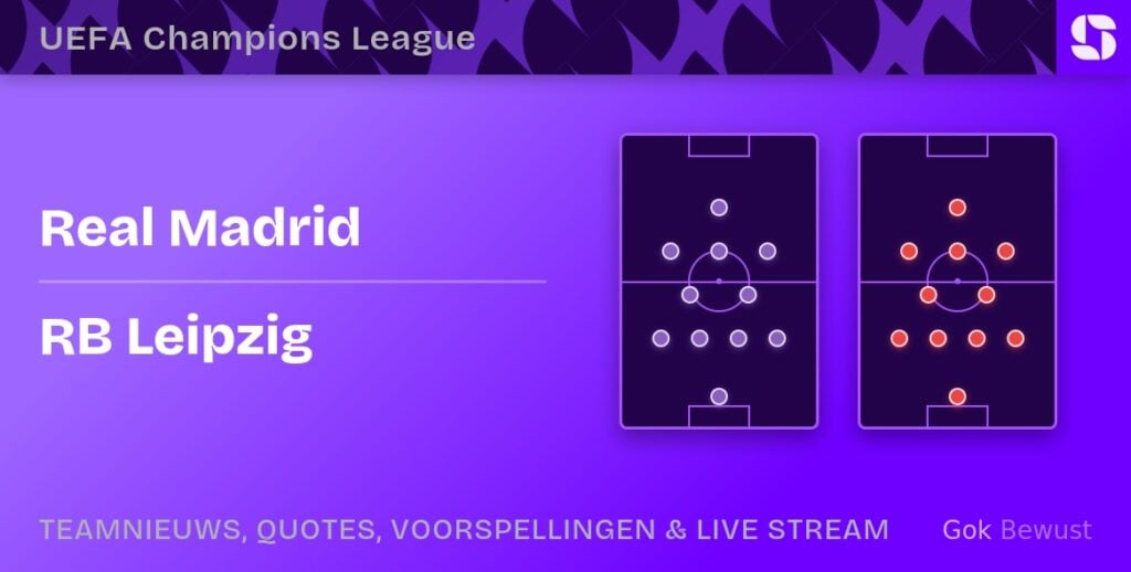 Real Madrid RB leipzig opstellingen statistieken