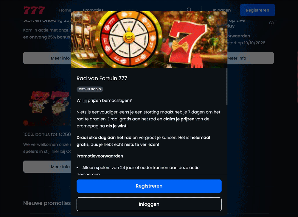 Rad van Fortuin 777 promotie