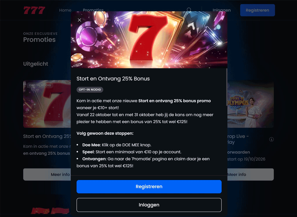 Tijdelijke stortingsbonus van 25% tot €125
