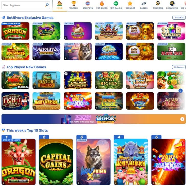 BetRivers Casino Exclusive Games