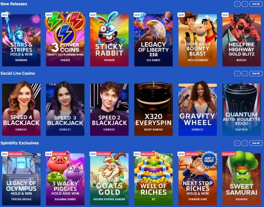 Spin Blitz Casino Games