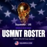 The World Cup trophy on a USA flag backdrop representing the USMNT World Cup 2026 roster