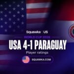 USA vs Paraguay player ratings graphic after the USAs 4-1 World Cup 2026 win