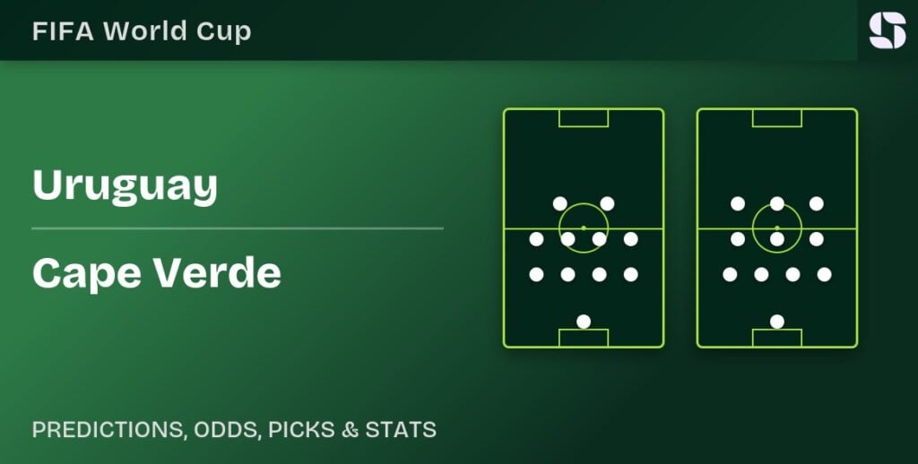 Uruguay vs Cape Verde formation graphic for the 2026 FIFA World Cup Group G MD2 clash at Hard Rock Stadium