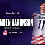 Brenden Aaronson with his USMNT jersey ahead of the World Cup 2026