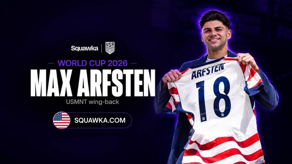Max Arfsten with his USMNT jersey ahead of the World Cup 2026