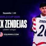 Alex Zendejas holding a USMNT number 26 shirt at a World Cup 2026 squad reveal