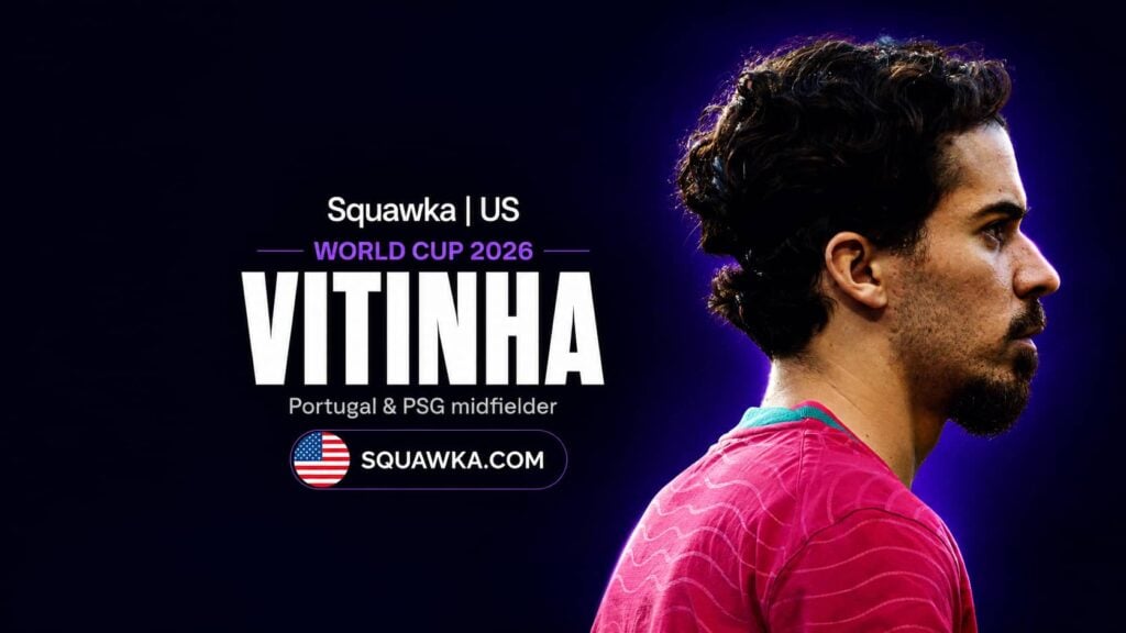 Vitinha, Portugal and PSG midfielder, on a Squawka World Cup 2026 graphic