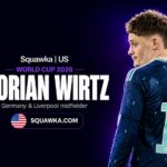 Florian Wirtz, Germany and Liverpool midfielder, on a Squawka World Cup 2026 graphic