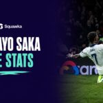 Bukayo Saka celebrates a goal for England