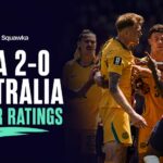 USA and Australia players clash during their World Cup 2026 game