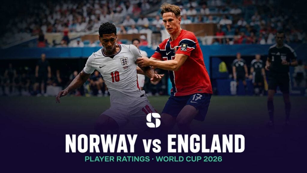 An England player celebrates during the World Cup 2026 quarter-final win over Norway.