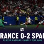 Spain celebrate beating France 2-0 to reach the World Cup 2026 final.