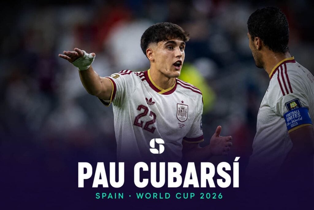 Spain's Pau Cubarsí in action during a World Cup 2026 match.