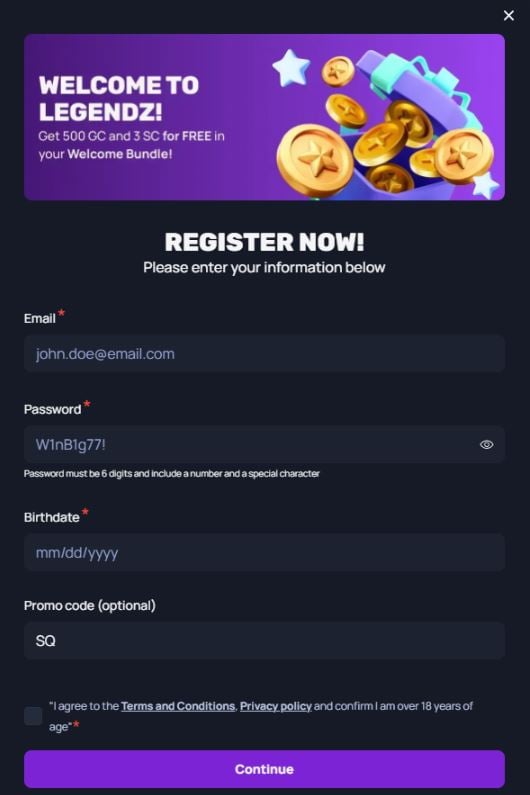 How to Claim the Legendz Casino Welcome Offer