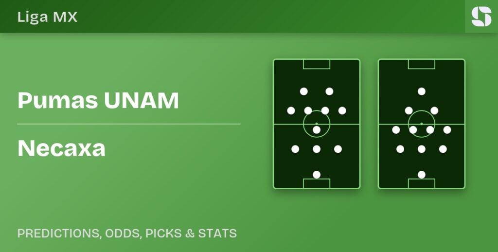 Pumas UNAM vs Necaxa predicted formations