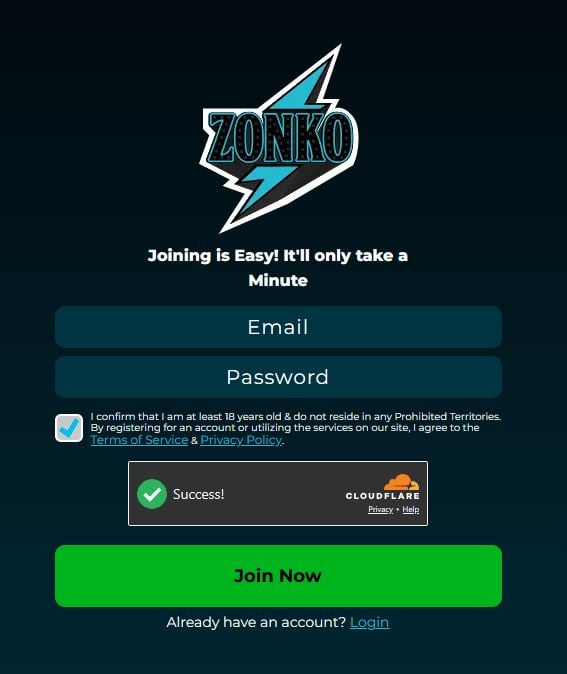 Zonko Casino Registration