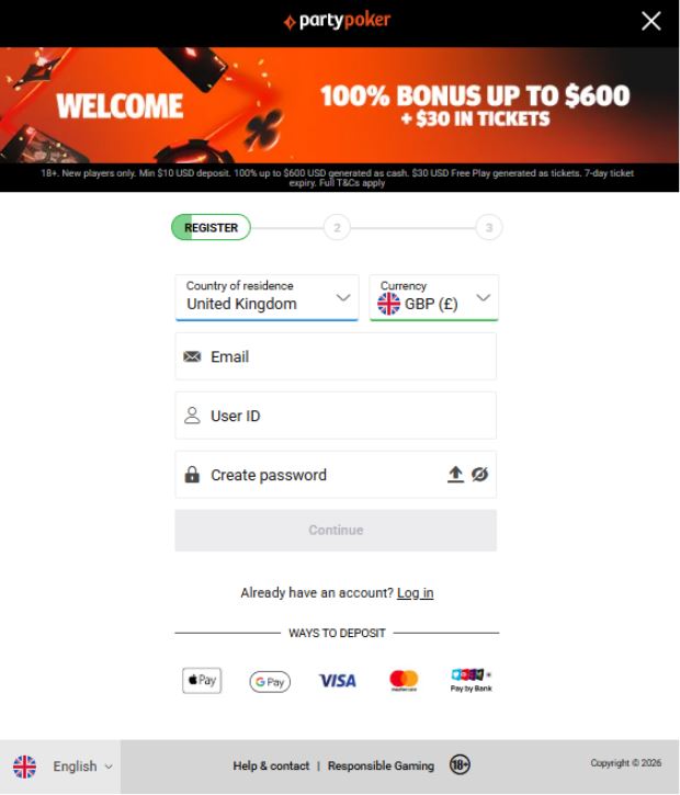 PartyPoker Casino Welcome Offer
