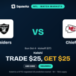 Raiders vs Chiefs: Kalshi Promo Code & $25 Bonus