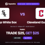 White Sox vs Guardians crests, MLB Division Series Game 1 Kalshi promo