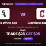 White Sox vs Guardians crests, ALDS Game 2 Kalshi promo