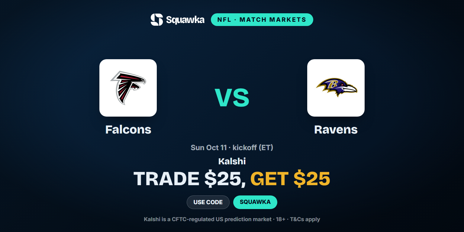 Falcons vs Ravens: Kalshi Promo Code — Trade $25, Get $25