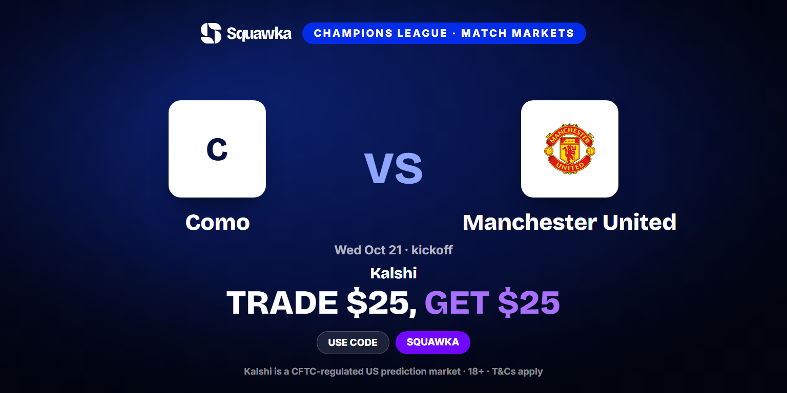 Como vs Manchester United: Kalshi Promo Code — Trade $25, Get $25