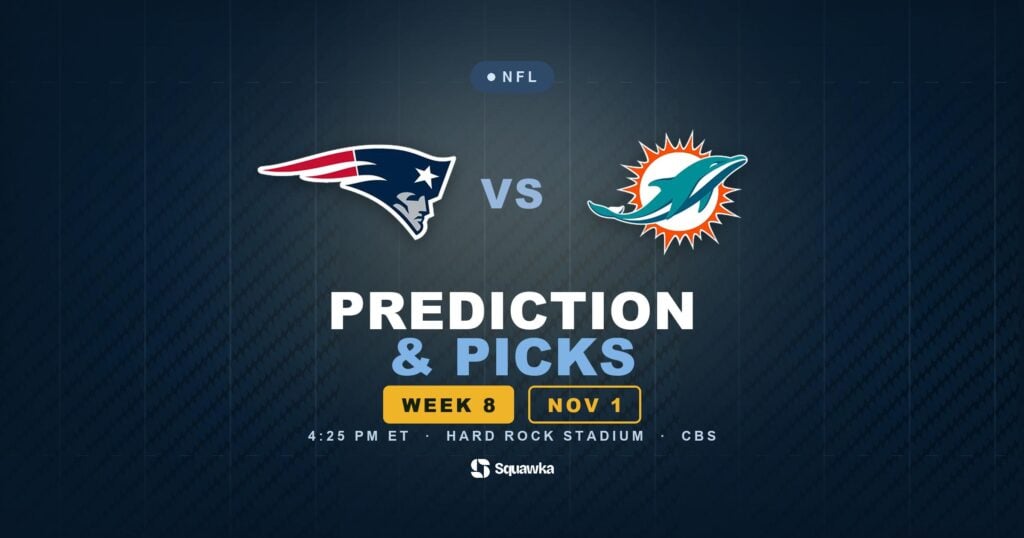 New England Patriots vs Miami Dolphins prediction, picks and odds for Week 8 of the 2026 NFL season