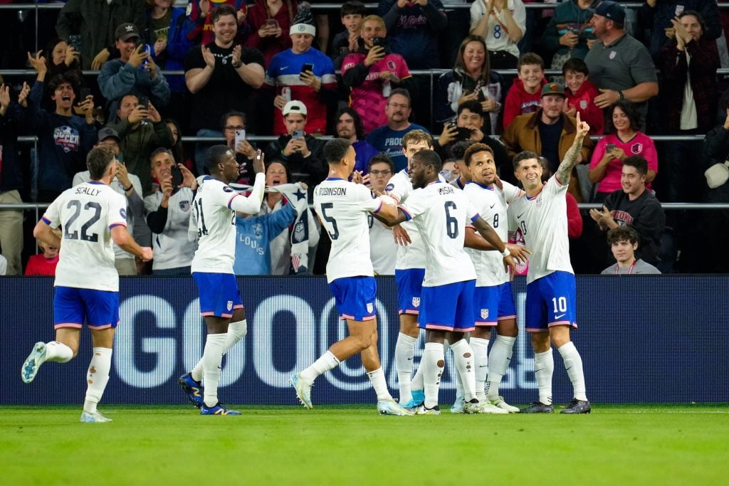 La selección de Estados Unidos antes de un partido oficial