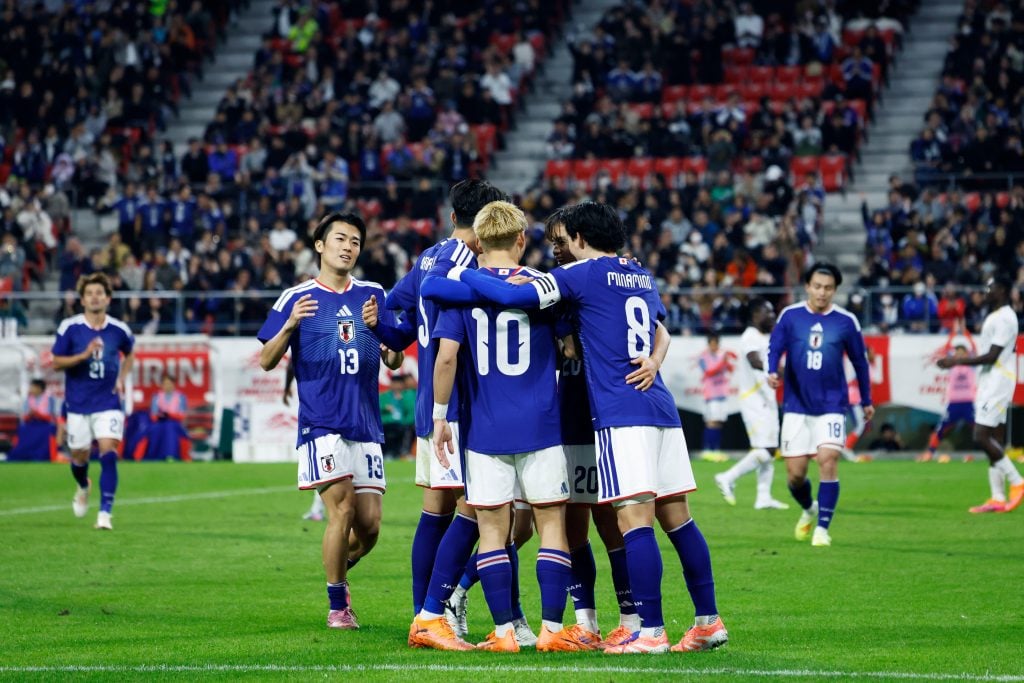La selección de Japón antes de un partido oficial