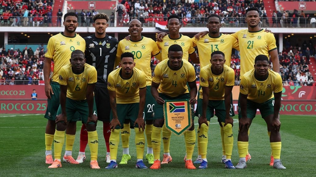 La selección de Sudáfrica antes de un partido oficial