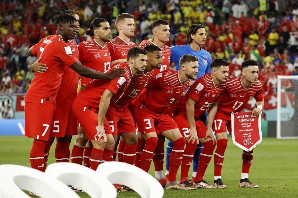 La selección de Suiza antes de un partido oficial