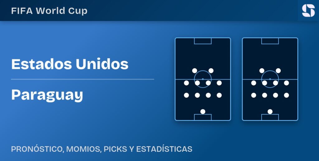 Banner Estados Unidos vs Paraguay Mundial 2026 con formaciones
