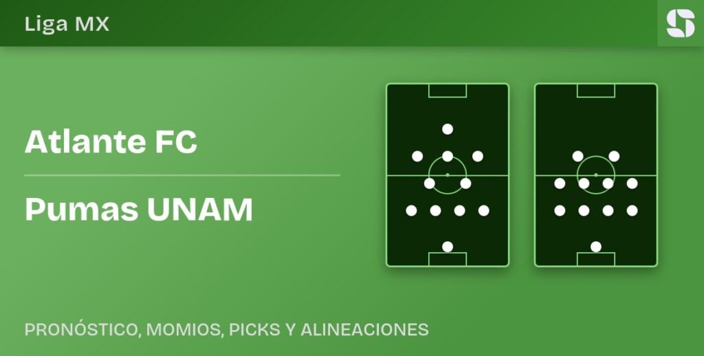 Atlante FC vs Pumas UNAM predicted formations