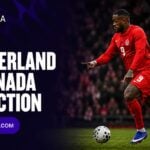 Squawka CA Switzerland vs Canada prediction graphic showing a Canada player in the red home kit on the ball