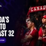 Squawka CA Canada World Cup scenarios graphic showing a Canada fan holding up a CANADA scarf in the stands