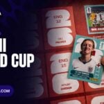 Squawka CA Panini World Cup 2026 graphic showing the sticker album and a hand holding a player sticker