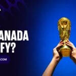 Squawka CA Did Canada qualify for the World Cup 2026 graphic showing the World Cup trophy held aloft against a blue sky