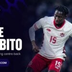 Moïse Bombito in action for Canada ahead of the World Cup 2026