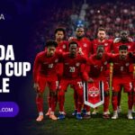 Canada national football team lined up in their red home kit on a Squawka World Cup 2026 profile graphic