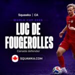 Luc de Fougerolles in Canada kit on a Squawka World Cup 2026 graphic